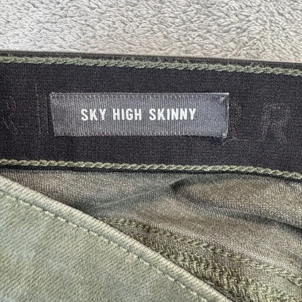 Torrid Jeans Womens 14R Olive Green Sky High Skinny Button Fly Stretch Regular